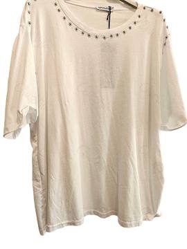 Damen Shirt weiss mit Nieten – bis Gr. 44 – Damen Strass Shirts